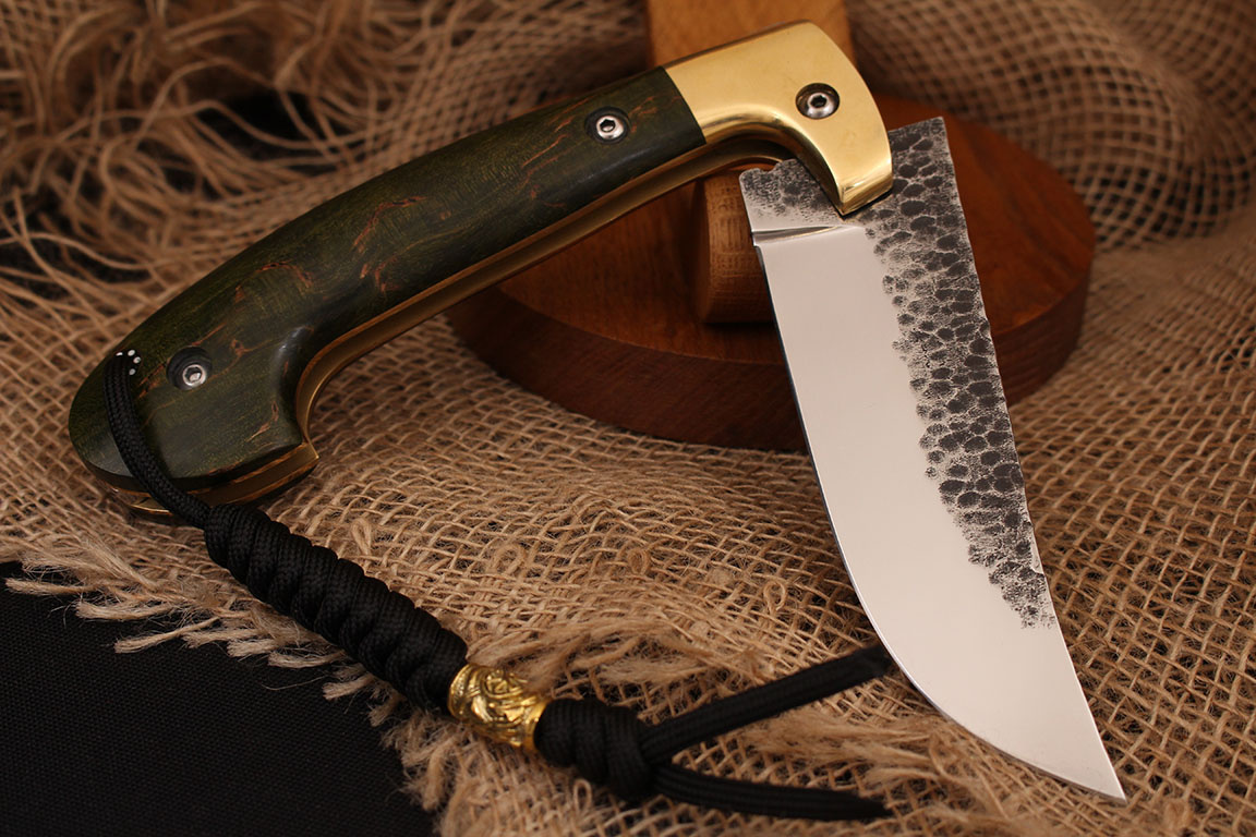 Складной нож "Пчак" Bohler К340, рукоять зеленая карельская береза